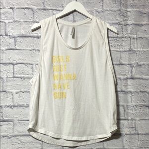 Fabletics Cream Muscle Tee Relaxed Sleeveless Top